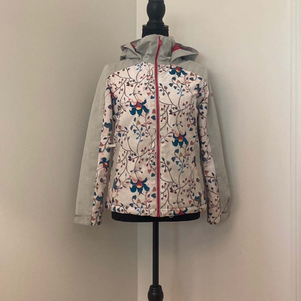 Gray and floral pattern Girls Roxy winter coat